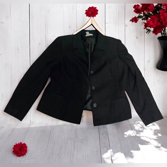 Kate Hill Virgin Wool Blend Black Blazer Jacket Size 14 - Picture 4 of 12